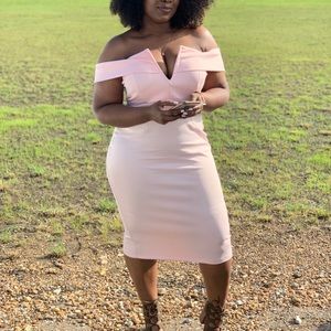Pink Off Shoulder Bodycon Dress XL